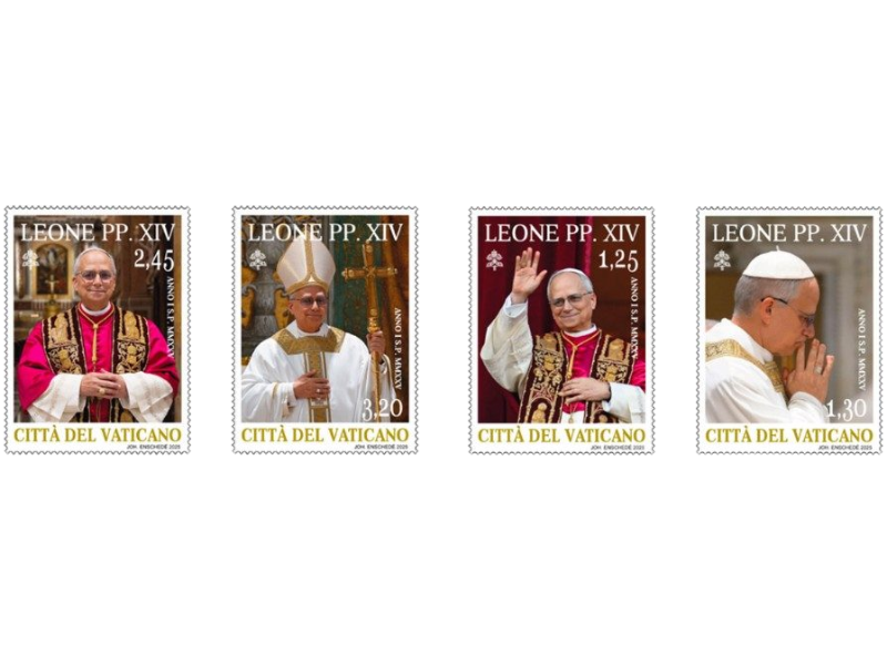 A primeira série de selos do Vaticano com a imagem de Leão XIV