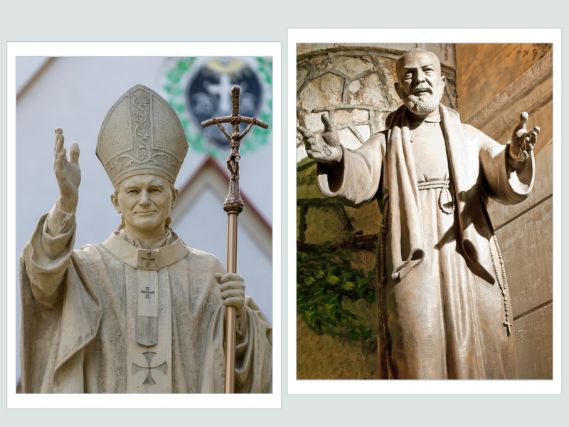 Papa João Paulo II e Santo Padre Pio de Pietrelcina, o encontro em vida de dois santos da Igreja Católica
